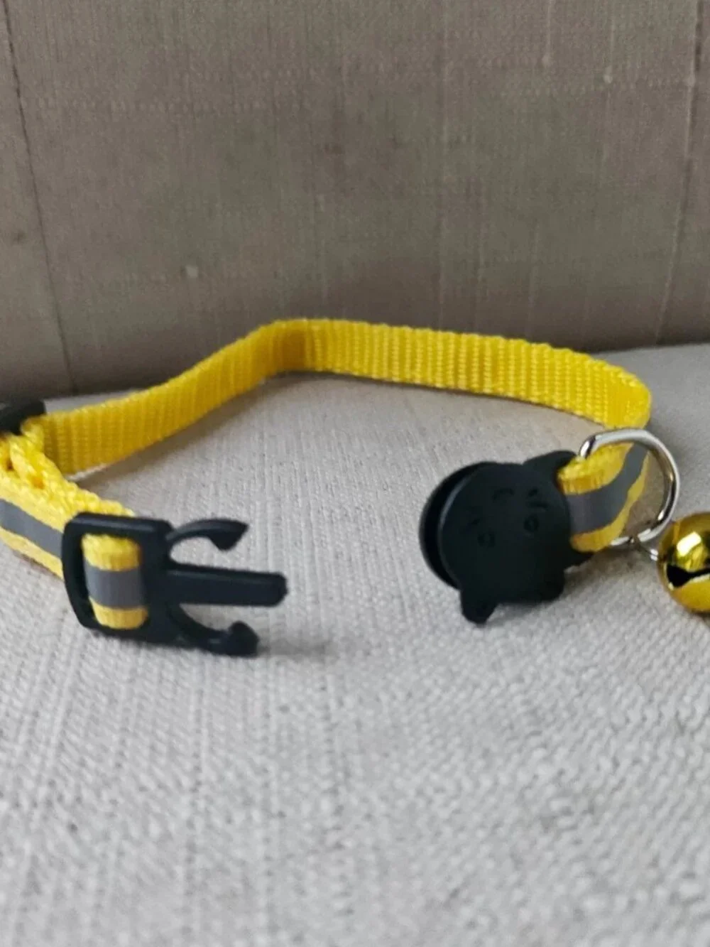 Cat Collar W/ Bell Yellow Nylon Collar Reflective Pet Collar Size Adjustable